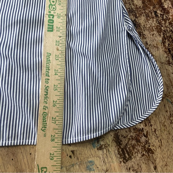 Lafayette 148 New York Blue White Stripe Button Down Cotton Shirt Size‎ Small - Picture 5 of 6